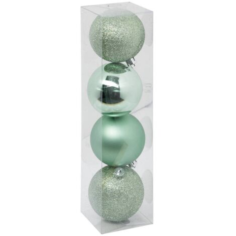 Weihnachtskugel aus Plastik 80mm x4 mandelgrün - Atmosphera créateur d'intérieur