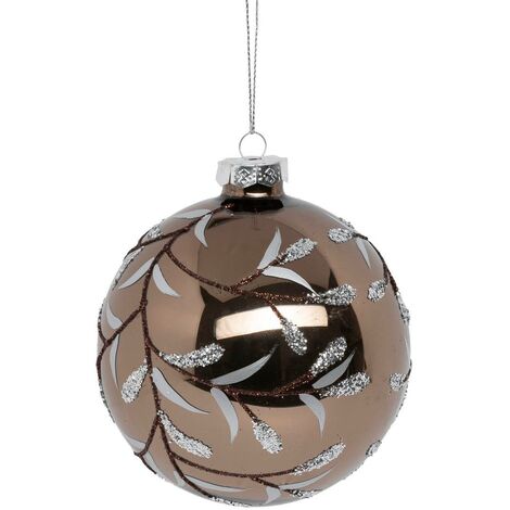 FÉÉRIC LIGHTS AND CHRISTMAS Weihnachtskugel Dekoration braun silber Glas 100mm - Feeric lights & christmas