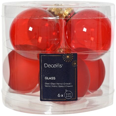 WEBMARKETPOINT Christbaumkugeln Christmas Red rot transparent Ø 6 cm aus Glas - 6er Set