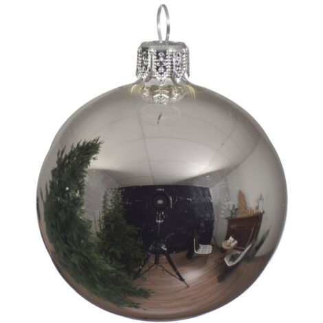 Weihnachtskugel - glänzendes silbernes Weihnachtsglas - ø 6cm