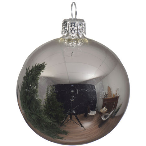 Weihnachtskugel - glänzendes silbernes Weihnachtsglas - ø 6cm