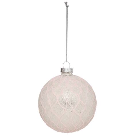 Weihnachtskugel Glas 70 mm Alveole Weiß -