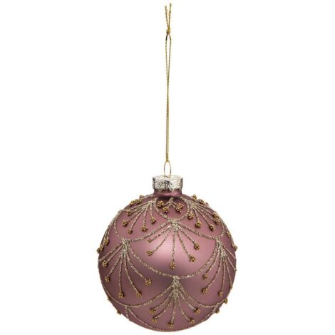 Weihnachtskugel Glas 80mm Perle Rose - Feeric lights & christmas