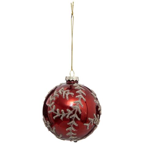 Weihnachtskugel Glas 90 mm Blume bedruckt Rot - Feeric lights & christmas