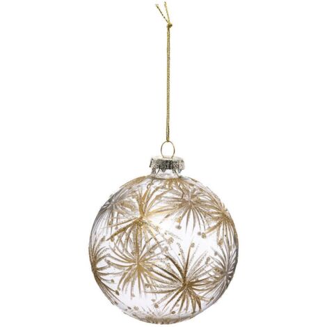 Weihnachtskugel Glas 90 mm Blumenmotiv - Feeric lights & christmas