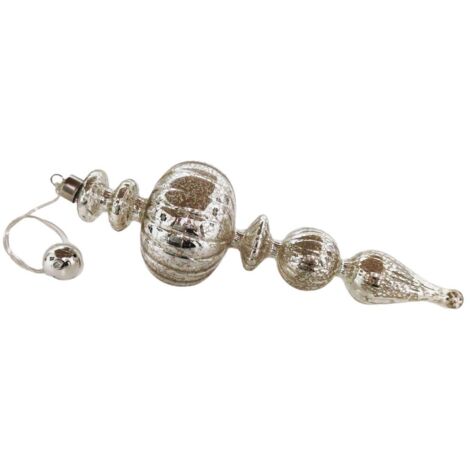 Weihnachtskugel Glas Silber 10x32 cm mit LED