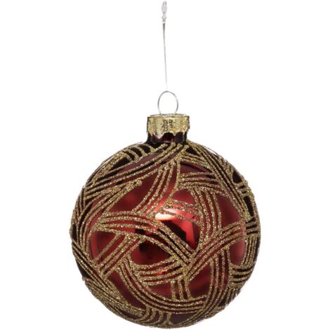 Weihnachtskugel Glitzer Wellen 70mm aus Glas - Feeric lights & christmas