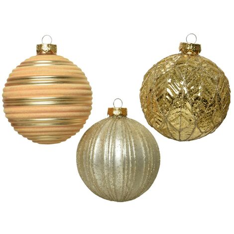 Weihnachtskugel im Glas Glitter Gold sortiert 10 cm 1 Stk