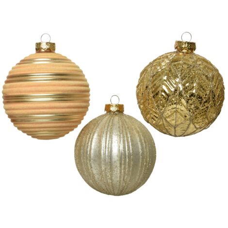 Weihnachtskugel im Glas Glitter Gold sortiert 10 cm 1 Stk