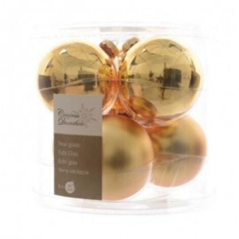 Weihnachtskugel im Glas Gold Box 6 Stück 8 cm
