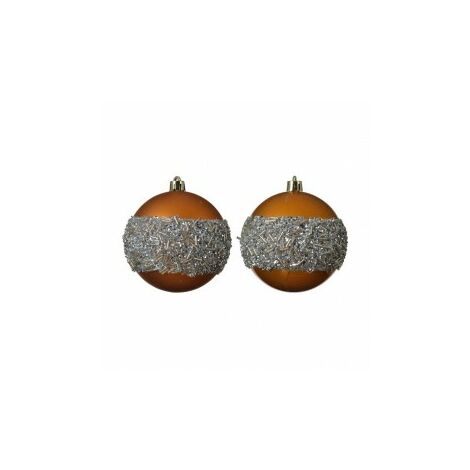 Weihnachtskugel im sortierten Glas Bernstein Silber 8 cm 1 Stk
