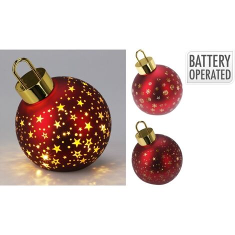 Weihnachtskugel mit warmweißer LED Ø15cm BASICS – Mattrot