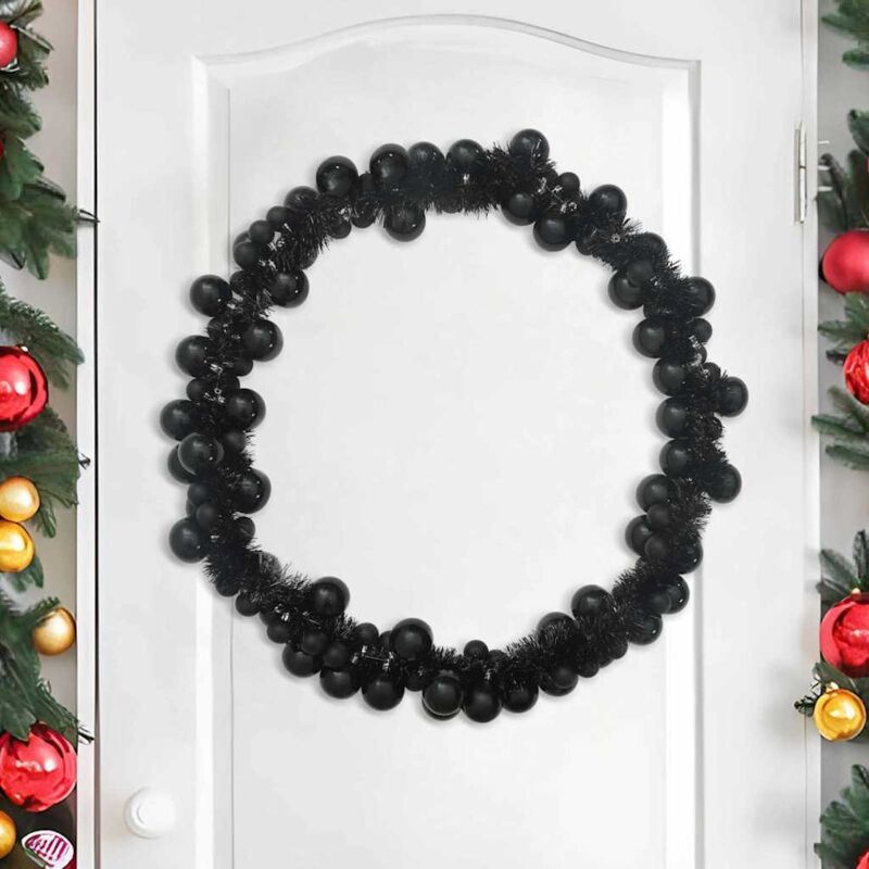Weihnachtskugelgirlande Schwarz 186 Cm Polystyrol Vidaxl