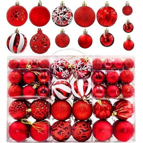 Weihnachtskugeln, 100er-Packung, bruchsichere Hängekugeln, Christbaumkugeln, verschiedene bruchsichere Weihnachtskugeln für Weihnachtsdekorationen, Weihnachtsfeier