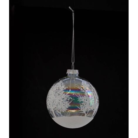 Weihnachtskugeln 80 mm Zeichnung Weiß 2 Sortiment -