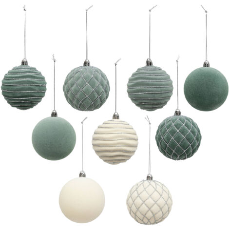 Weihnachtskugeln mit Glitzer-Muster, Ø 8 cm, 9er-Set