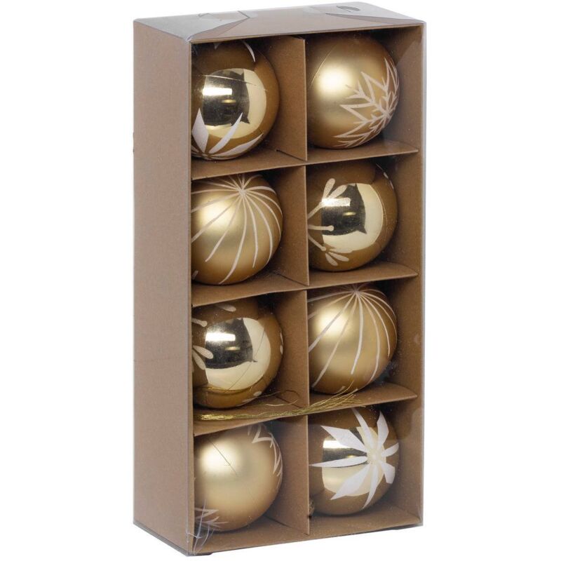 Weihnachtskugeln Colorama De Noël 8er-set Aus Kunststoff D8cm Gold-weiß - Atmosphera Créateur D'Intérieur