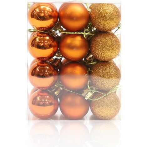 Weihnachtskugeln zum Aufhängen, 30 mm, bruchsicher, für Weihnachtsbaum, Urlaub, Hochzeit, Party, Dekoration, 24 Stück, Orange