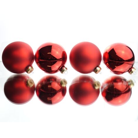 Weihnachtskugeln zum Hängen im Glas 10 cm Rot Weihnachten. 4er-Set