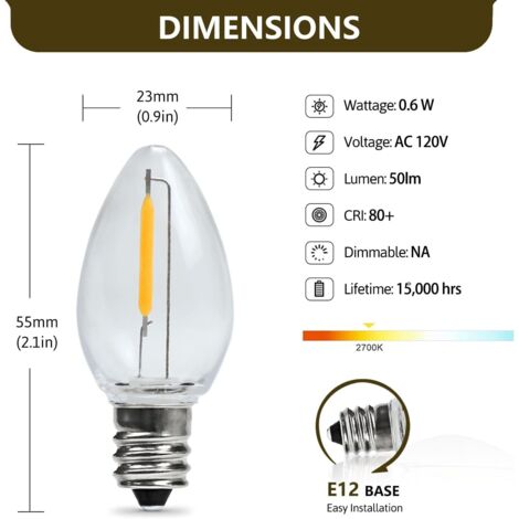 Weihnachtslichterkette mit 5 C7-LED-Birnen und 5 LED-Birnen im Lieferumfang enthalten.