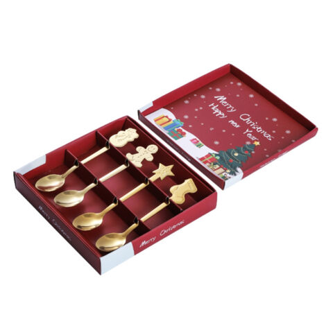Weihnachtslöffel aus Edelstahl – 4er-Set für Kaffee, Tee, Dessert oder Suppe