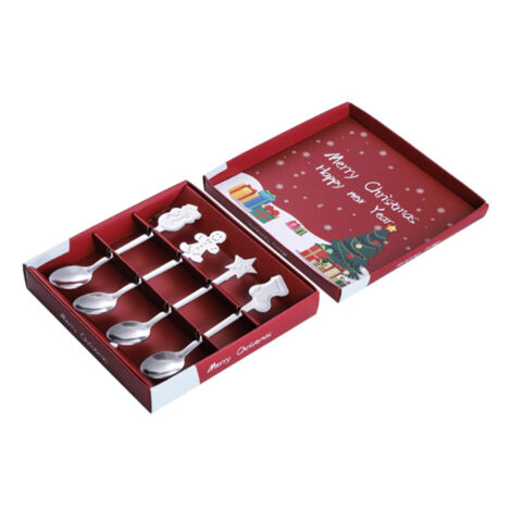 Weihnachtslöffel aus Edelstahl – 4er-Set für Kaffee, Tee, Dessert oder Suppe