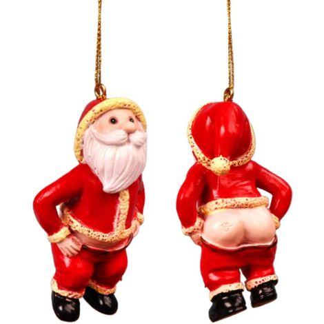 Weihnachtsmann-Anhänger aus Kunstharz mit freiliegendem Gesäß – Weihnachtsdekoration für Baum und Fenster
