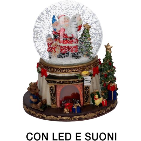 Weihnachtsmann aus Glas-LED-Harz-Kugel mit Musik, ø16,5cm H20cm