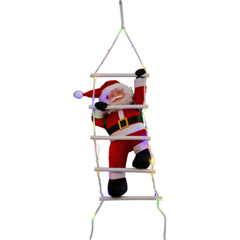 Weihnachtsmann mit Leiter, LED-Deko