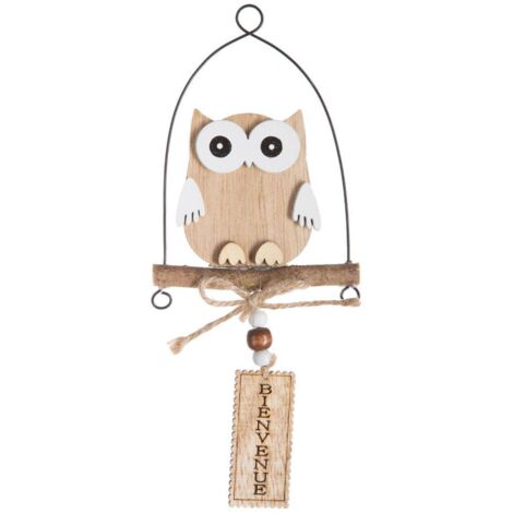 Weihnachtsmotiv Holz Tier Metallumrandung - Eule