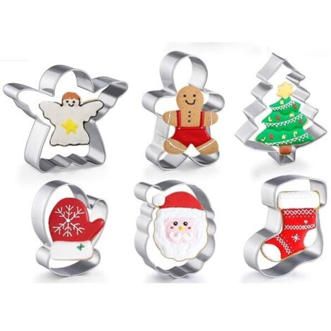 Weihnachtsplätzchenausstecher C - 6-teiliges Set aus Edelstahl, Weihnachten