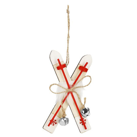 Weihnachtsschmuck Miniatur-Skier Ski mit Stöcken 14 cm