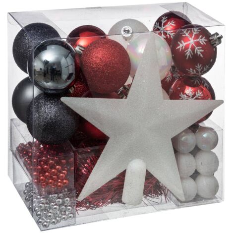 Weihnachtsschmuck, verschiedene Farben, 44-teiliges Set