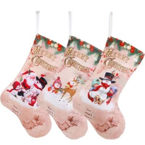 Weihnachtssocken, 3 klassische Weihnachtsfiguren, Weihnachtsmann/Schneemann/Rentier, Weihnachtsschmuck, Party-Dekorationsgeschenke