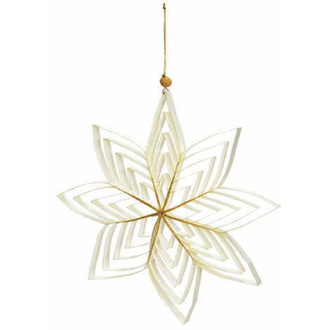 Weihnachtsstern 3D aus Papier in weiß - 30 cm / groß - Weihnachts Deko Hänger mit goldenem Glitzer
