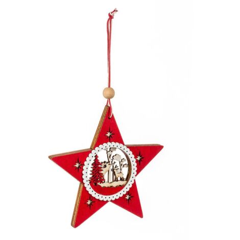 Weihnachtsstern Holz Anhänger mit durchbrochenem D20 -