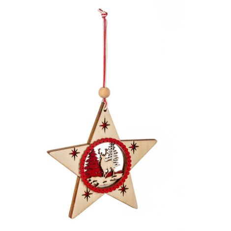 Weihnachtsstern Holz Anhänger mit durchbrochenem D20 -