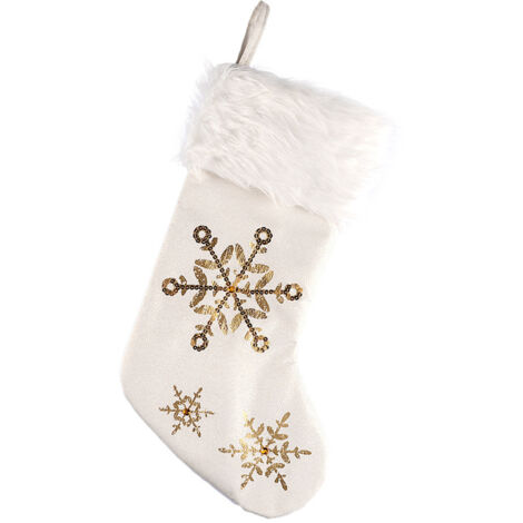 Weihnachtsstrumpf mit Pailletten und Schneeflocken für Süßigkeiten