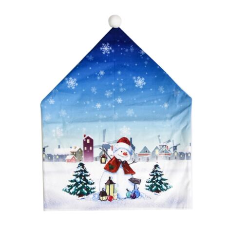 Weihnachtsstuhlüberzug mit Schneemann- und Rentiermotiv für festliche Dekoration