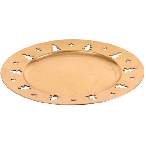 Weihnachtsteller 33cm Plätzchenteller Adventsdeko Nikolausteller Adventsteller wiederverwendbar Mehrweg - gold