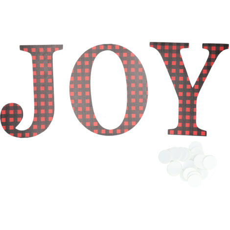 Weihnachtstürschild in Rot und Schwarz mit Karomuster – Wanddekoration aus Holz für Zuhause und die festliche Jahreszeit