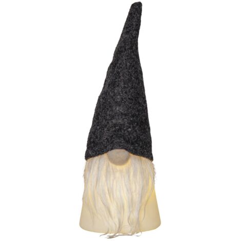 Weihnachtswichtel Joylight grau mit Mütze Timer H 18cm