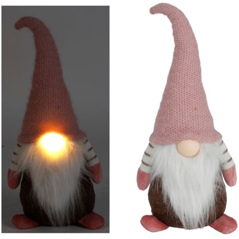 Weihnachtswichtel mit leuchtender Nase 40cm Zipfelmütze Türstopper Hingucker