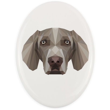 Weimaraner - placa con foto e inscripción geométrica de Art-Dog