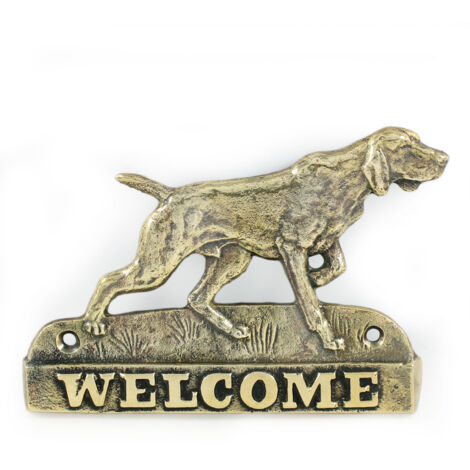 Weimaraner - Türschild mit Hund, Willkommensschild aus Messing, einzigartiges Schild mit dem Wort „Willkommen“ von Art-Dog