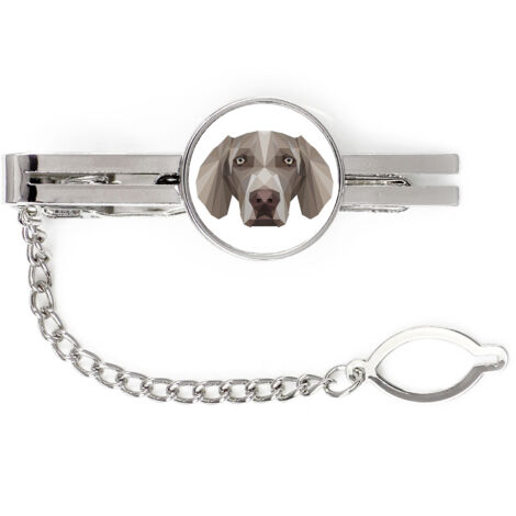 Weimaraner, Weimaraner - fermacravatta geometrico con foto e scritta Art-Dog