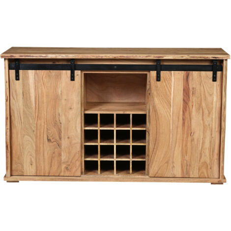 Wein-Sideboard Baumkante 85 x 45 x 145 cm Akazienholz massiv naturfarben LIAN I