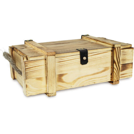 Weinkisten 2er geflammt inkl. Holzwolle Dekokiste Hochzeitskiste Weinkiste