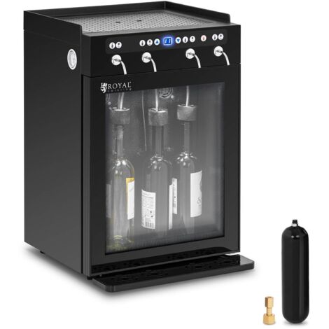 Weinkühlschrank mit Dispenser Getränkekühlschrank 7-18 °C 4 Flaschen - Silbern, Schwarz