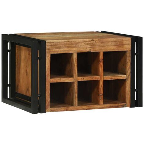 Weinregal Braun und Schwarz 46 x 35 x 27,5 cm Massivholz Akazie vidaXL
